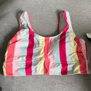 Pastel Striped Scoop Neck Bikini Top NWT